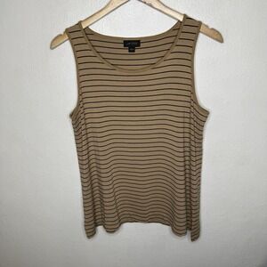 J. Jill Wearever Collection Beige Black Sleeveless Tank Top Womens Small Stretch